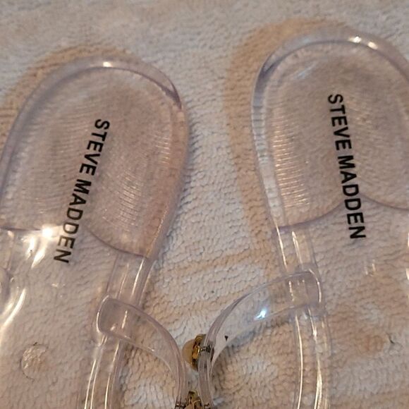 Steve Madden Yalsa Jelly Pearl Studded Sandals Sz 10 Clear - Picture 3 of 4
